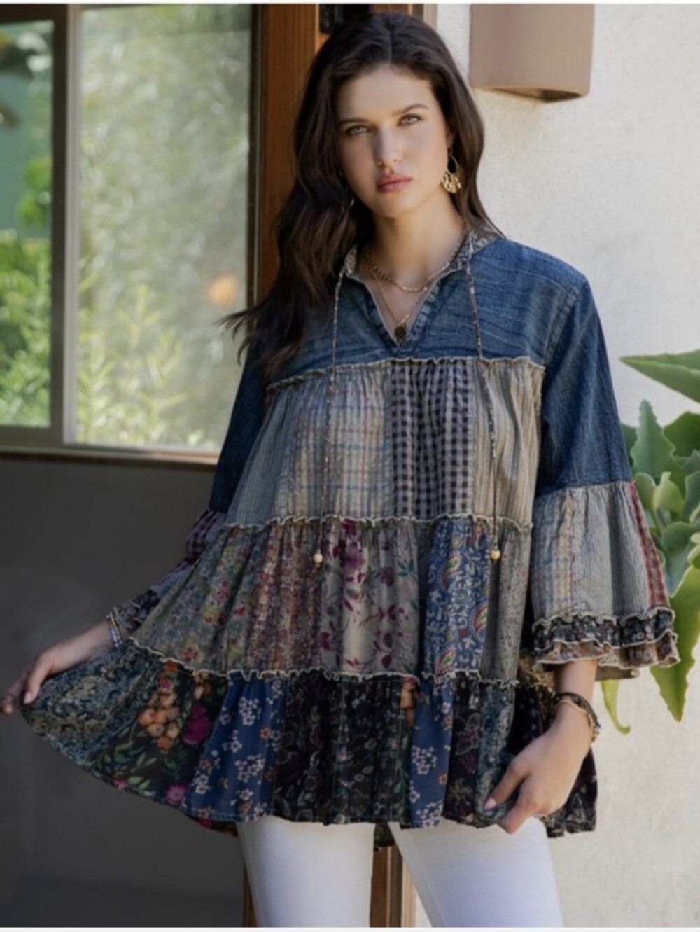 YOUNG THREADS Tunic - Patchwork Size L OVERSIZE